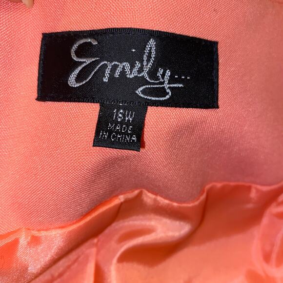 Emily 2PC Coral Polyester Skirt Suit Ruffles 16W - Picture 6 of 12